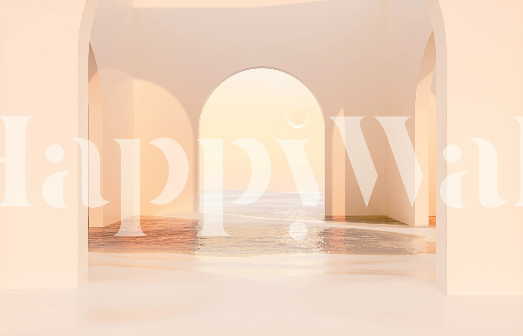 Murs archés avec un fond pastel et une lueur apaisante, wallpaper