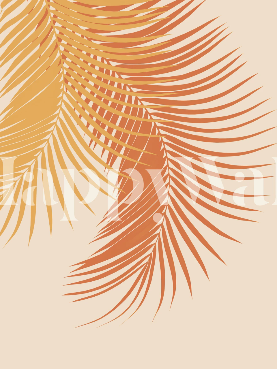 Palm Leaves Yellow Orange 1 tapetdesign