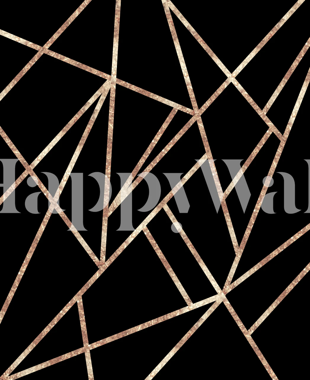 Modern Black and Rose Gold Geometric Wall Mural