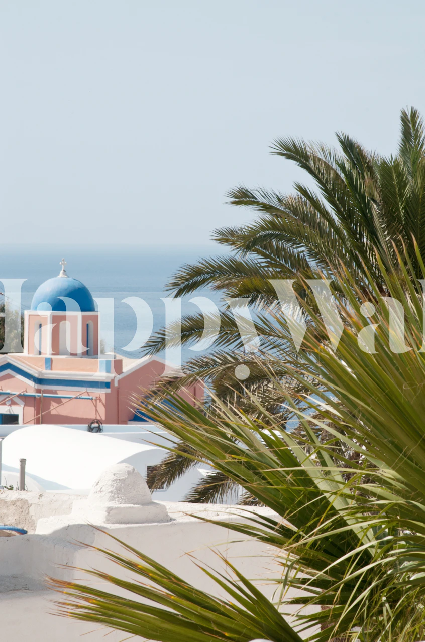 Santorini Oia Greece wallpaper in een kamer