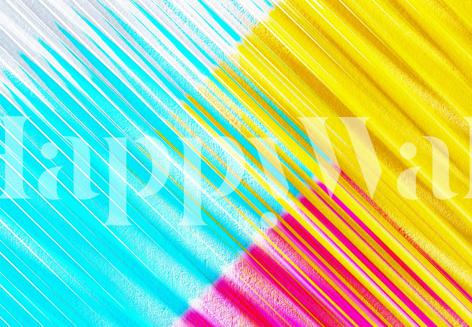 Colorful striped wallpaper in blue, pink, and yellow shades
