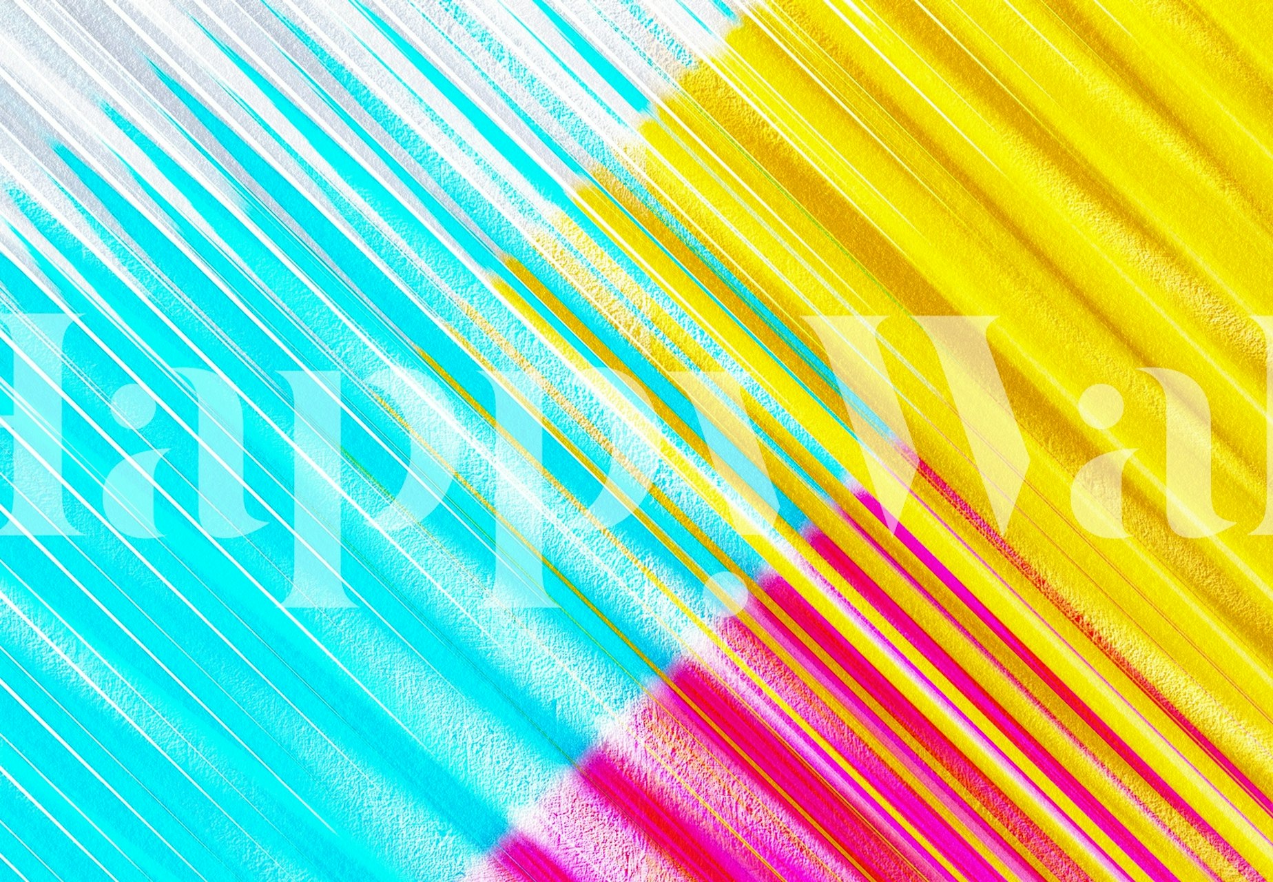 Colorful striped wallpaper in blue, pink, and yellow shades
