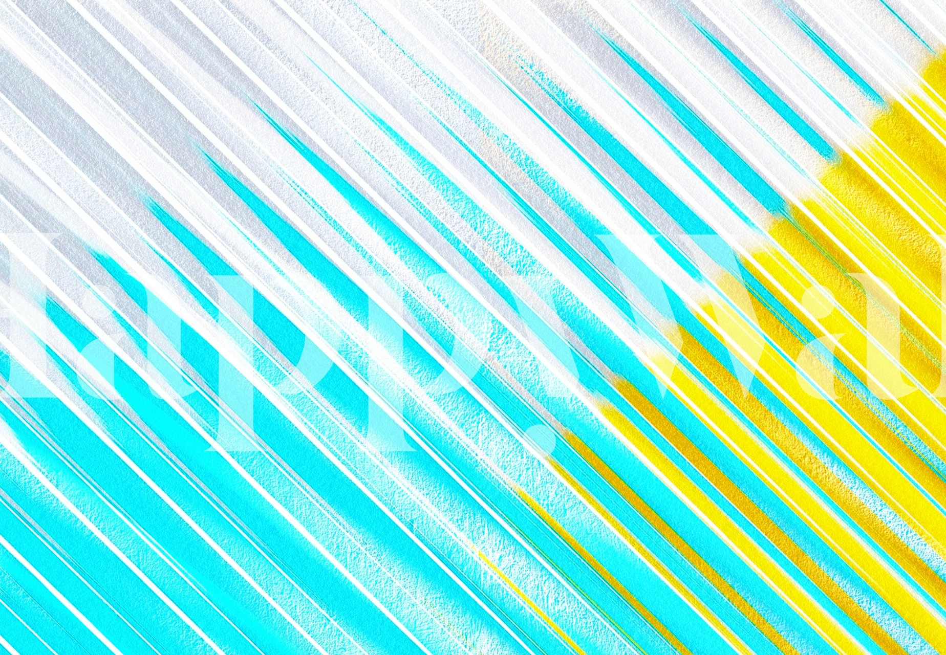 Blue and yellow diagonal striped wallpaper design