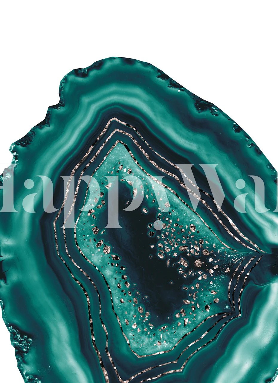 Teal agate design with rose gold glitter accents wallpaper
