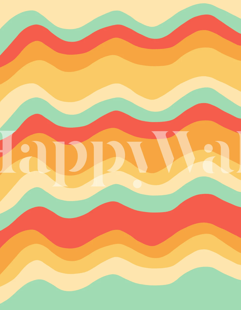 Retro Summer Waves 2 wall mural with warm and cool undulating stripes in a nostalgic pattern