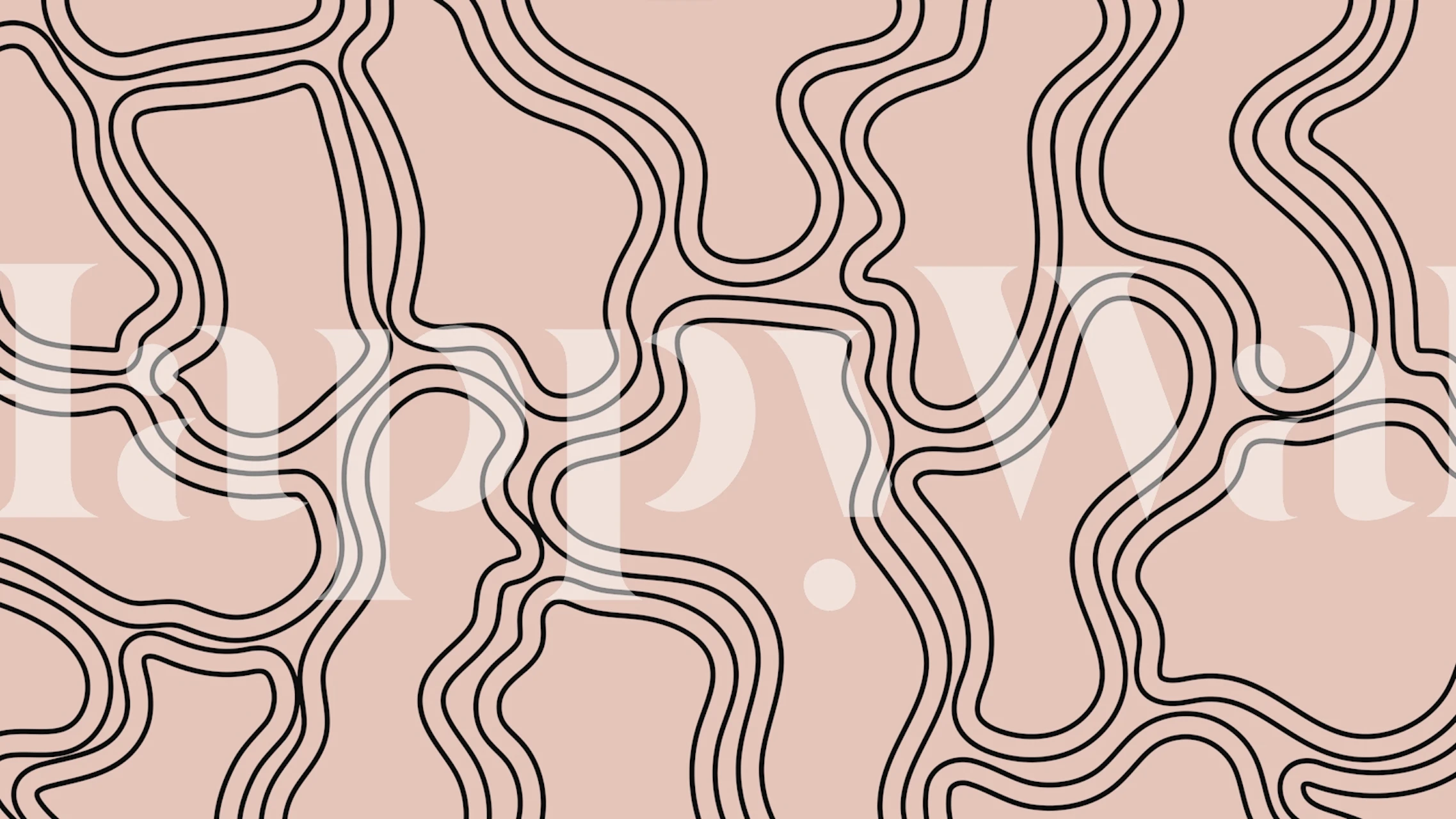 Patrón de papel pintado Mid Century Blush en una habitación