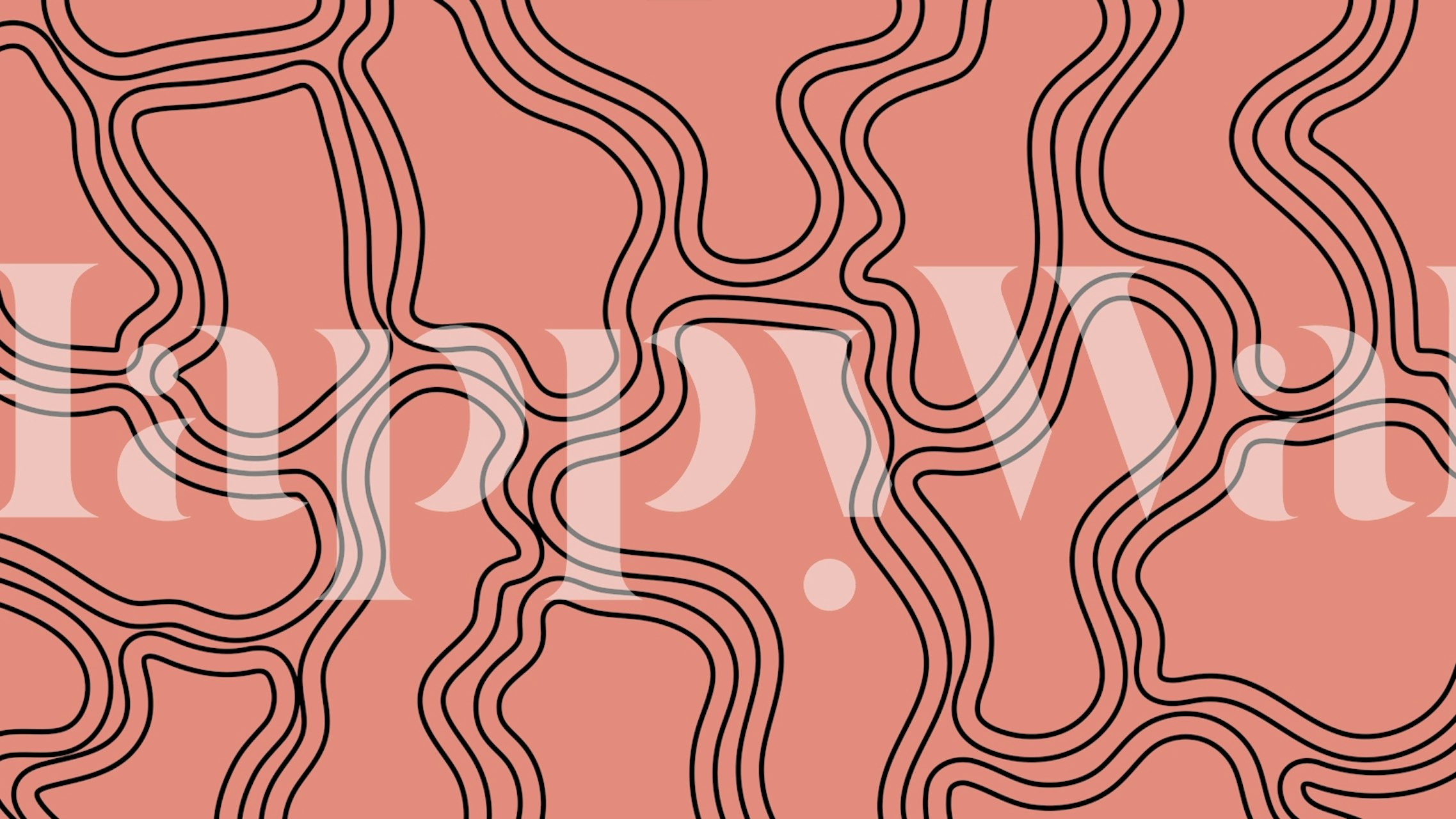 Abstract line patterns in terracotta and black wallpaper