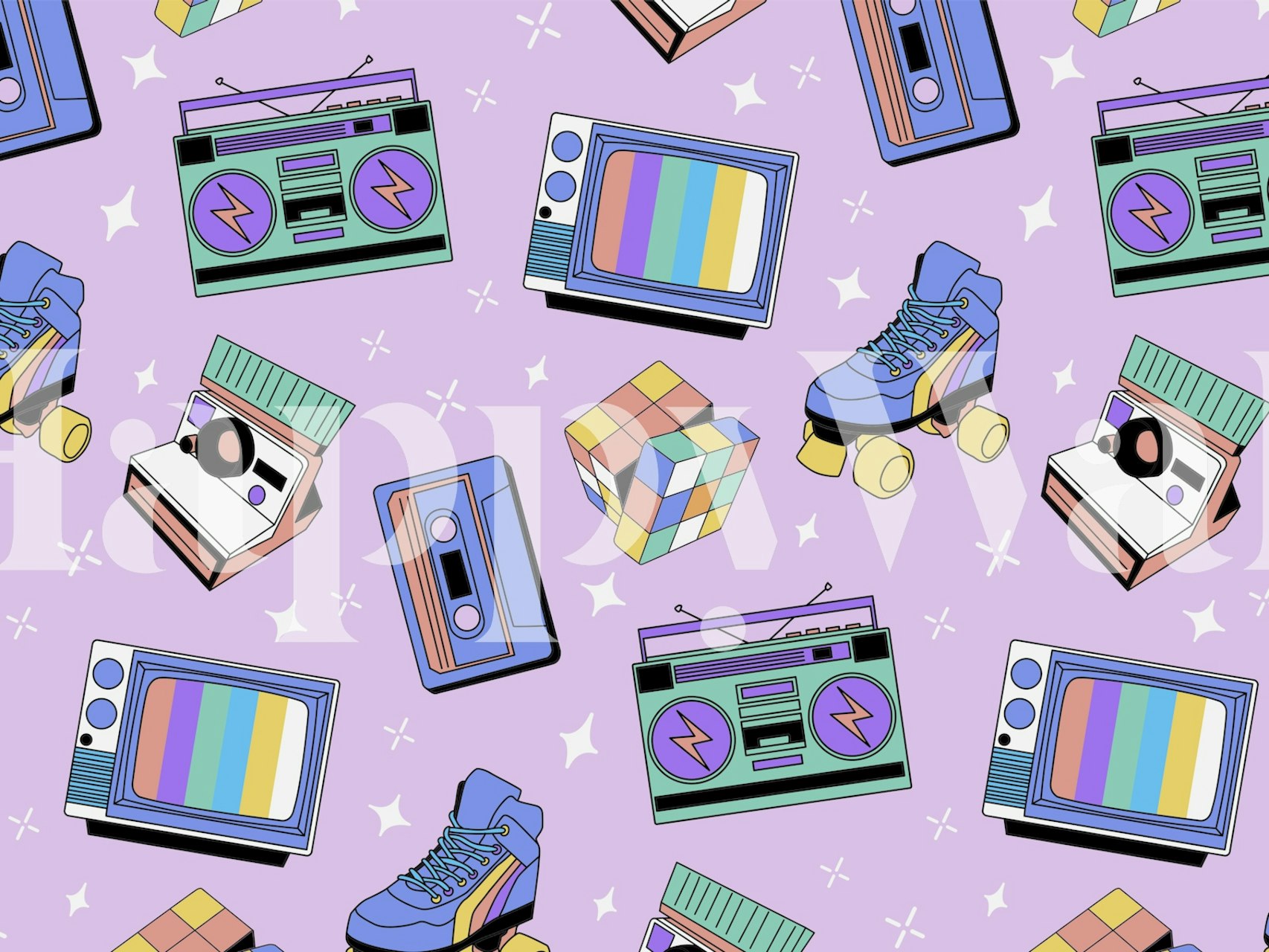 Nineties themed wallpaper in a room