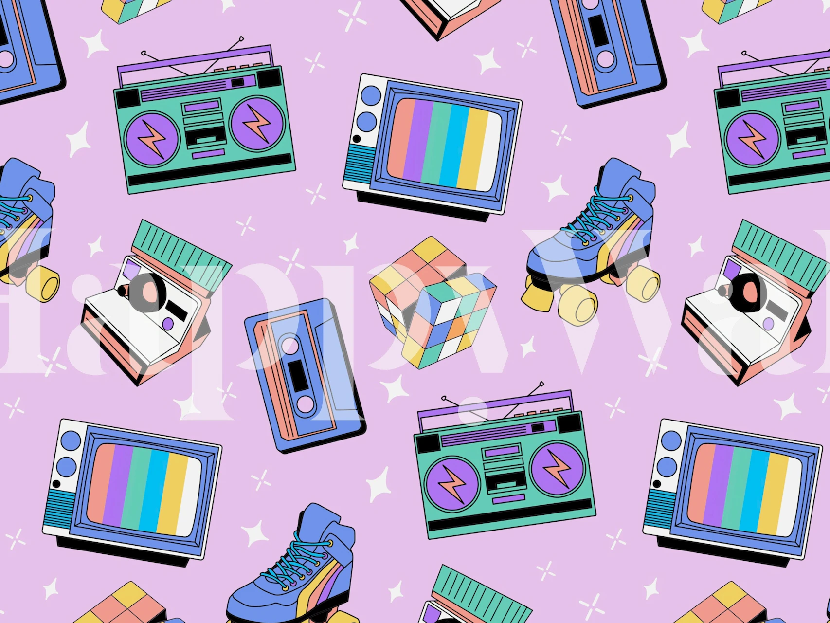 Nineties themed wallpaper in a room