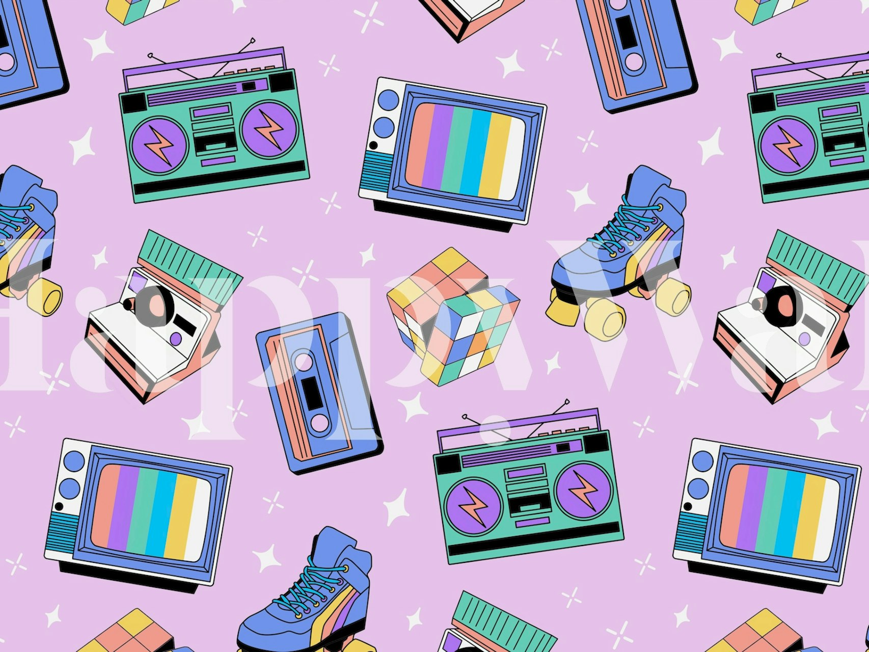 Papel de parede temático Nineties Kid em um quarto