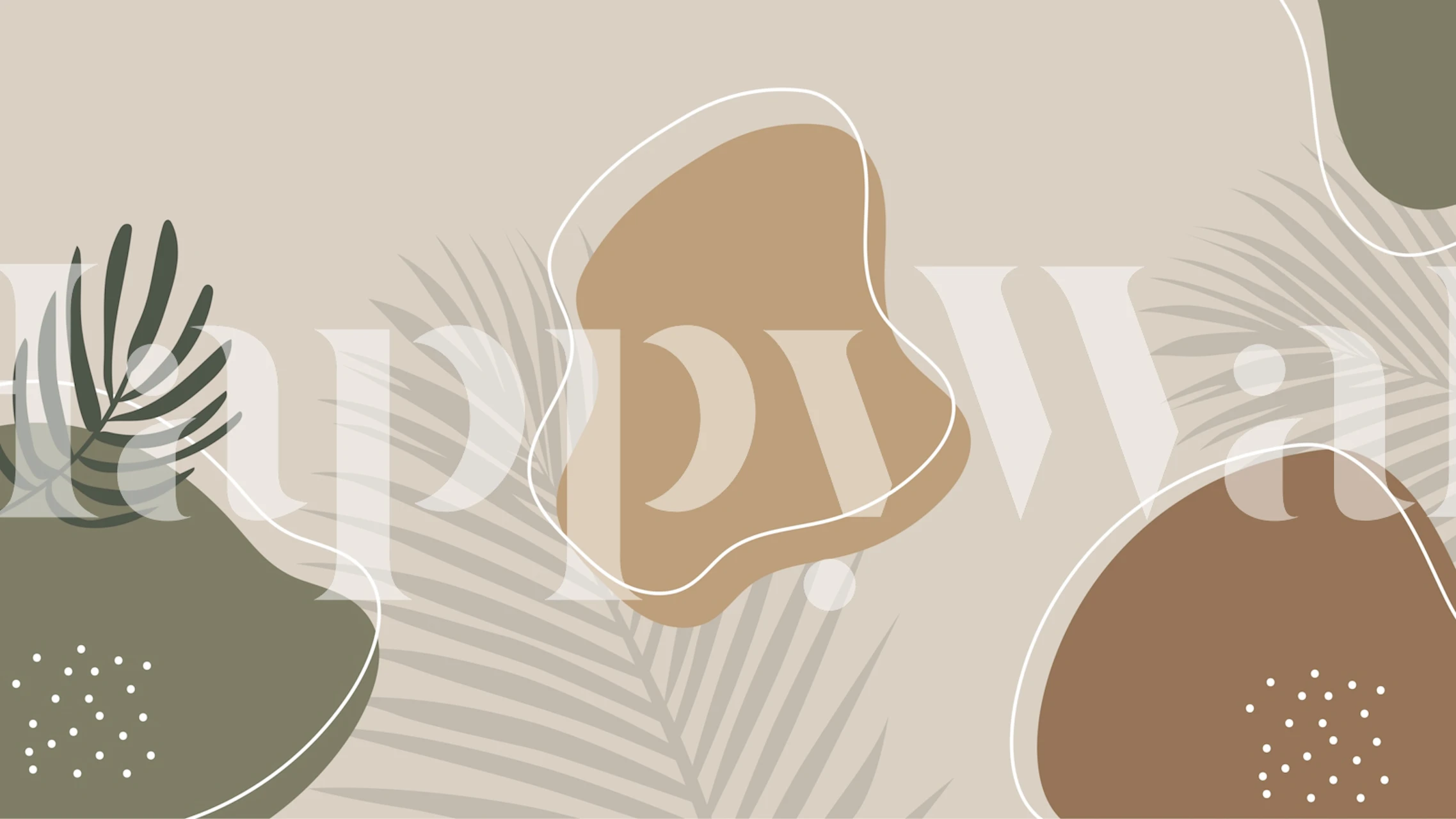 Mid century organic tropical wallpaper in earthy tones