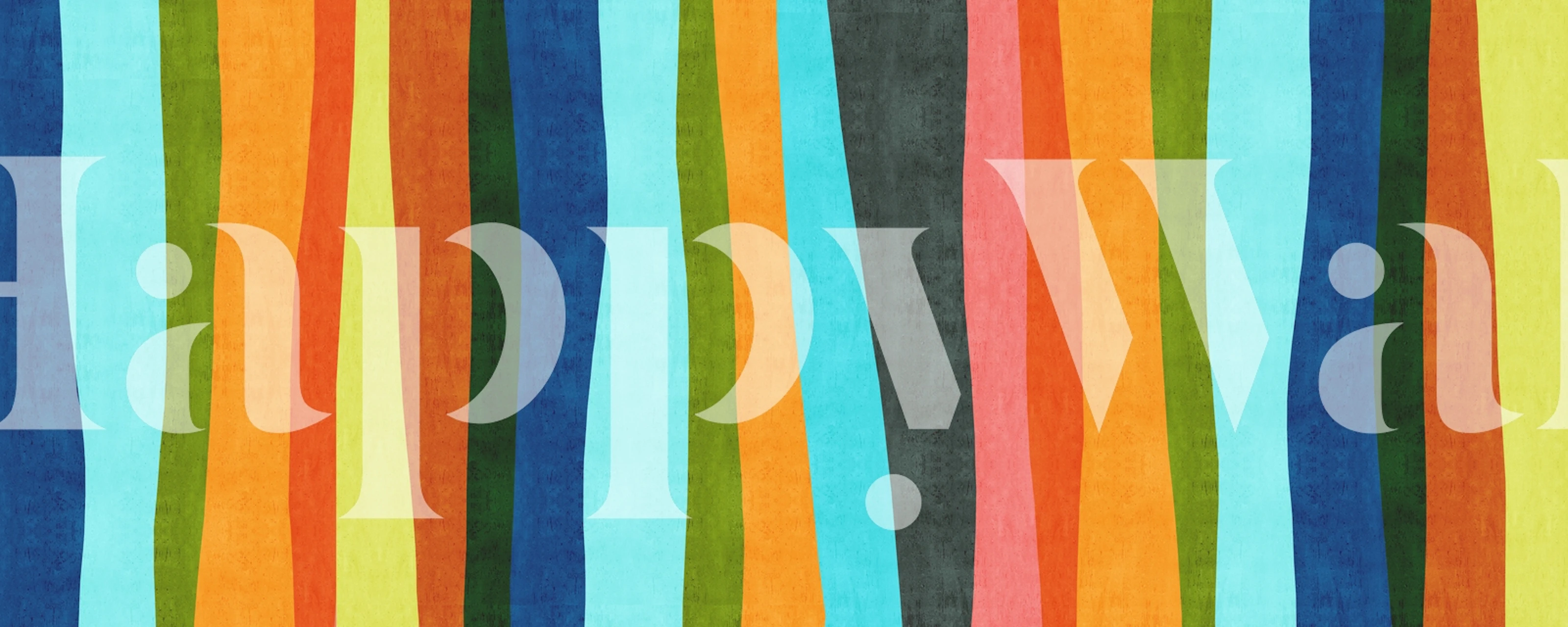 Colorful vertical brush strokes in blue, orange, green, and yellow wallpaper