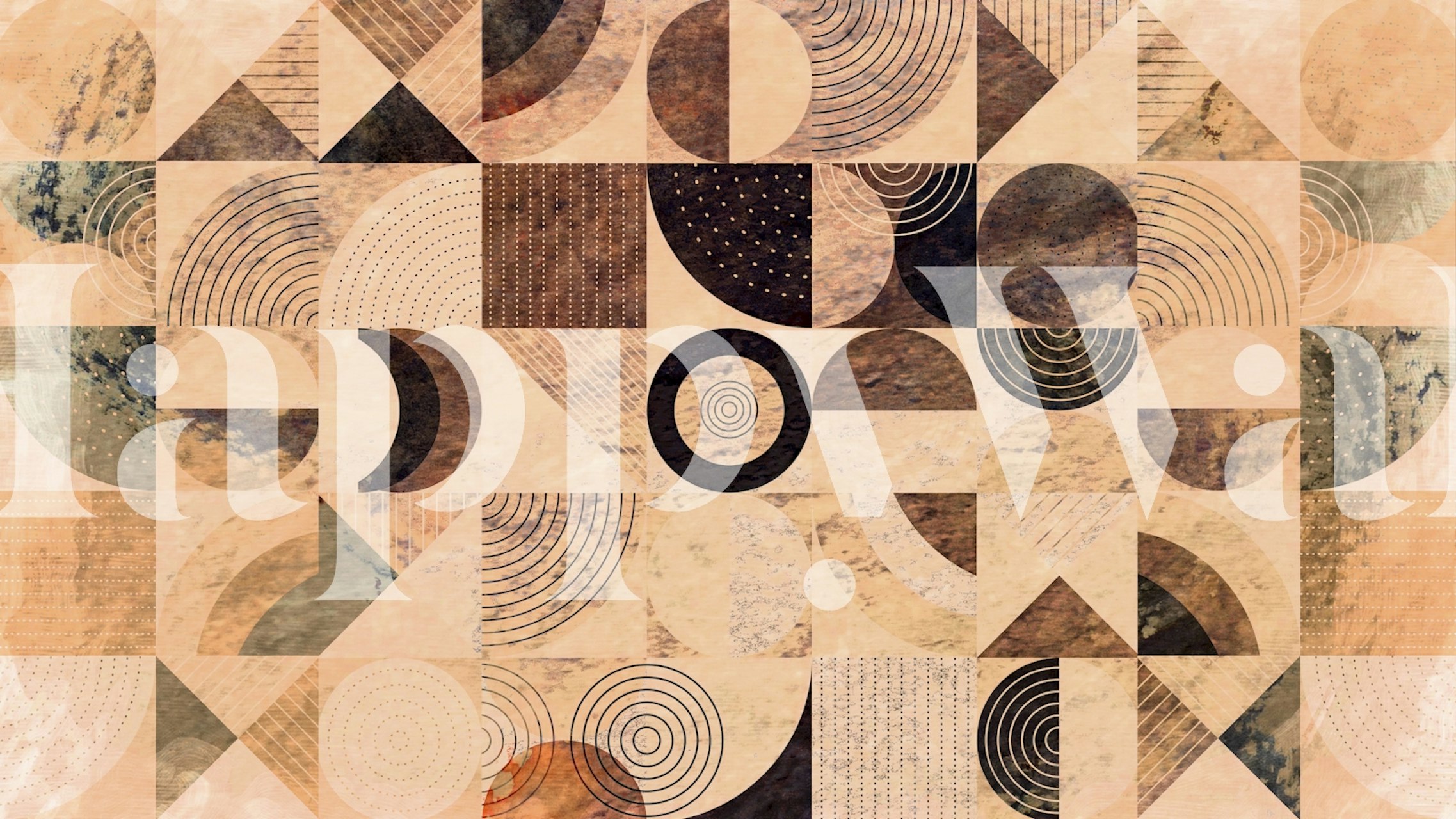 Geometric patterns in earthy tones with circles and lines wallpaper