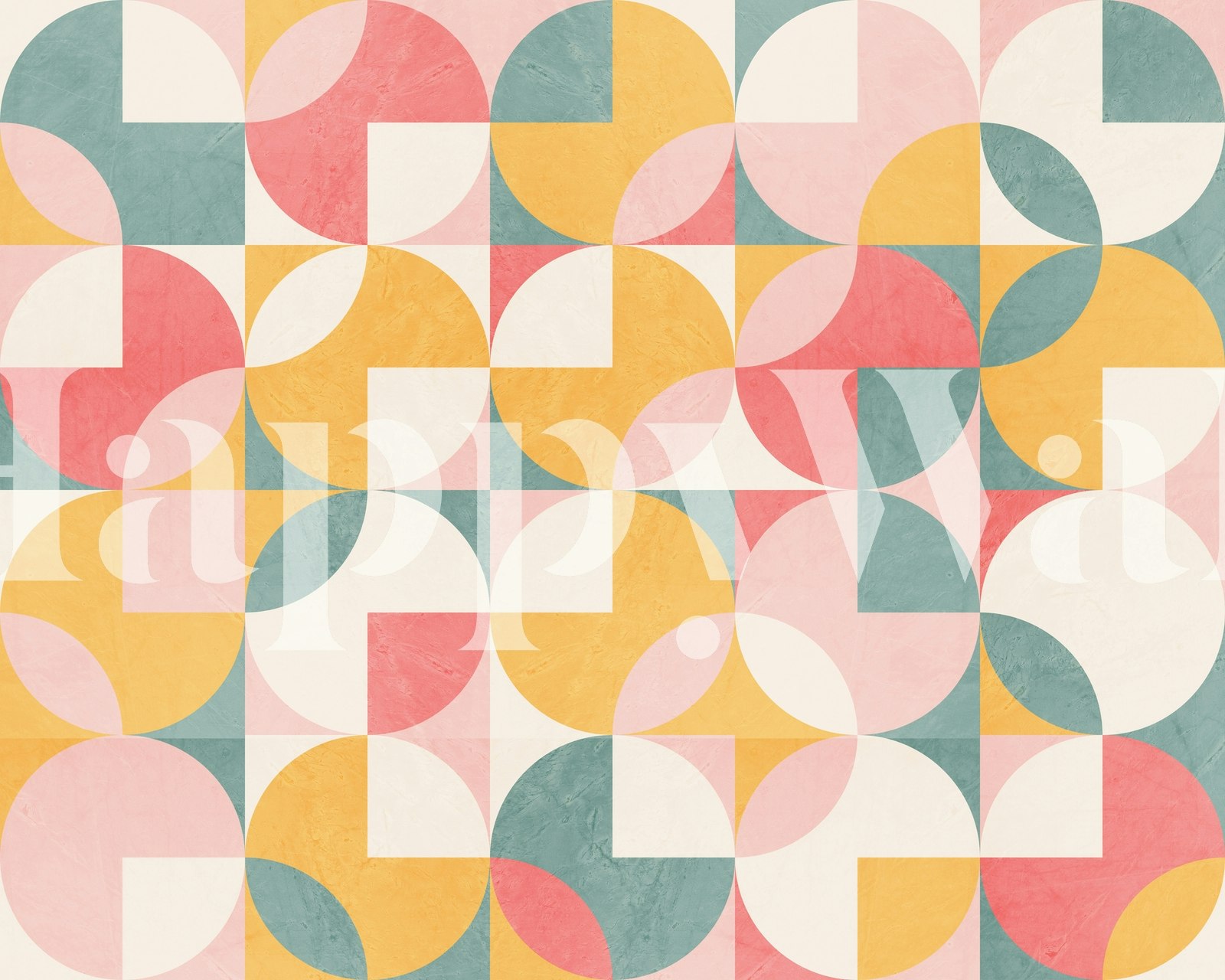 Colorful mid century abstract wallpaper design in a room