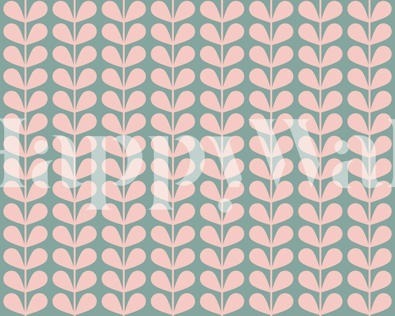 Carta da parati Mid Century Leaves Pattern con design stilizzato di foglie retrò