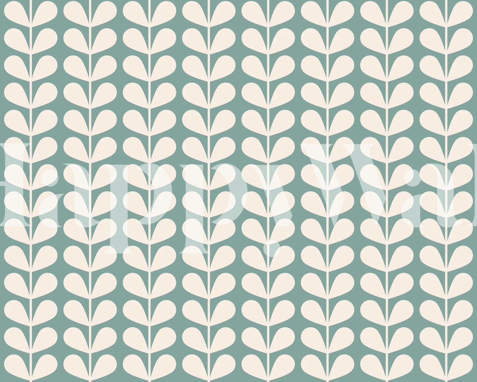 carta da parati Mid Century Leaves Pattern in una stanza