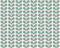 Blue Mid Century Leaves behang