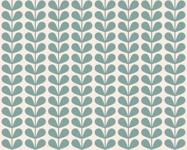 Blue Mid Century Leaves