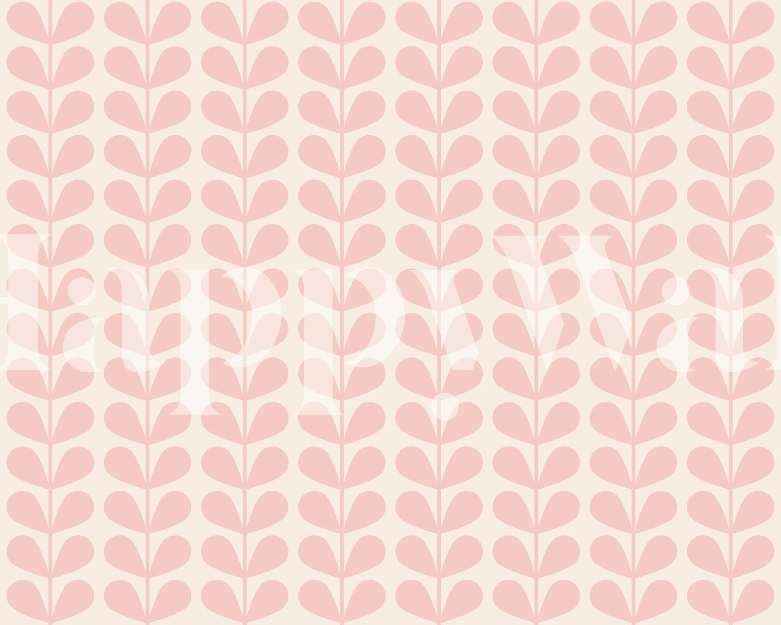 Light pink leaf pattern wallpaper in mid century style