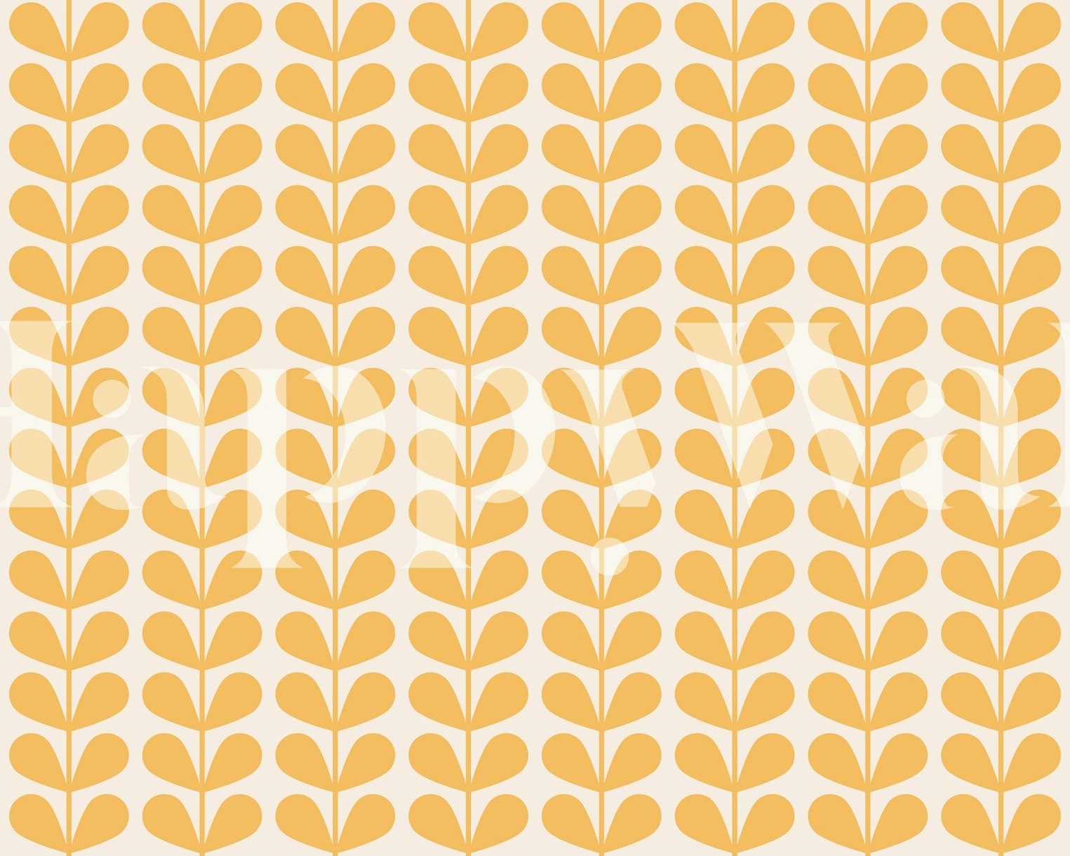 Yellow MidCentury Leaves Wallpaper Happywall