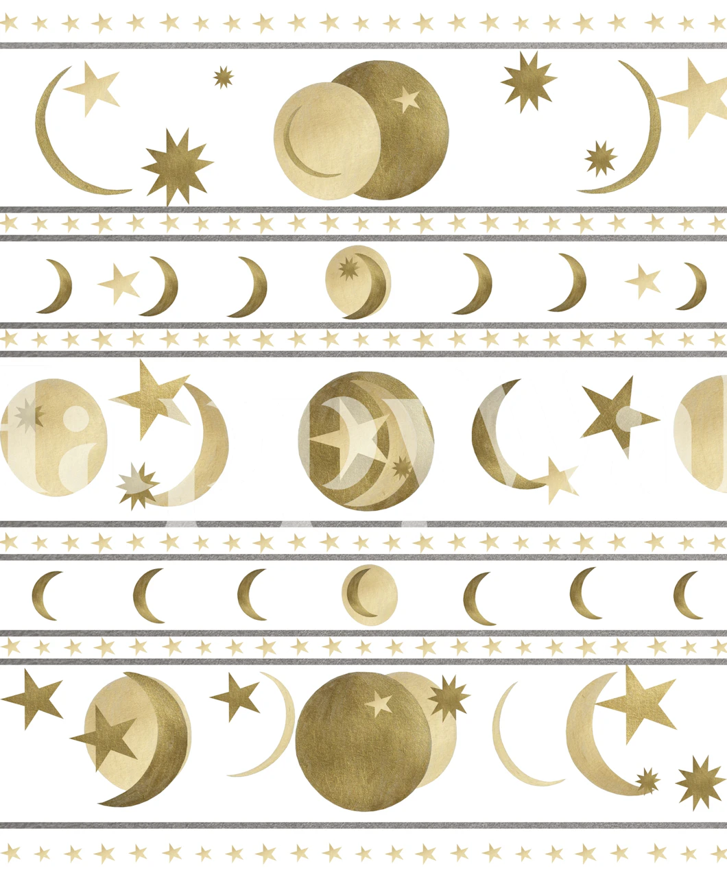 Dromerige gouden hemellichamen op strepen fotobehang