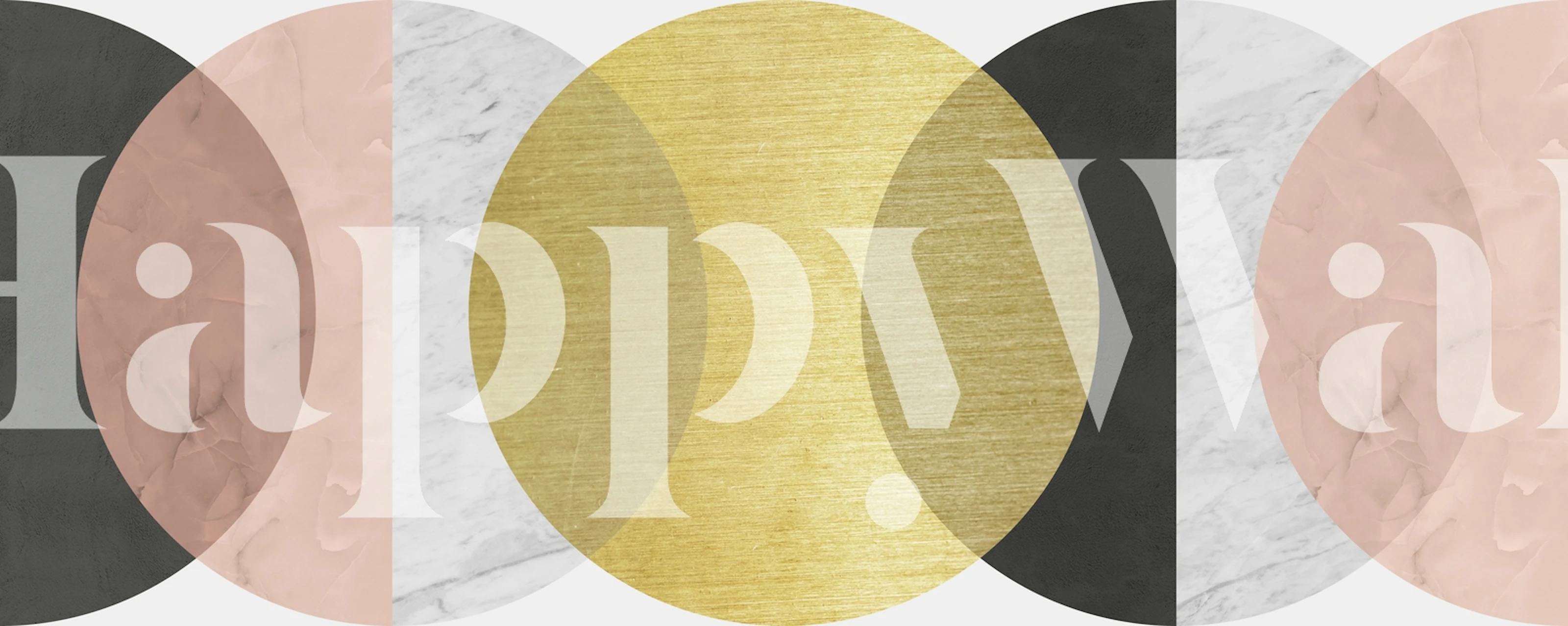 Abstract geometric shapes in gold, pink, black, and marble wallpaper