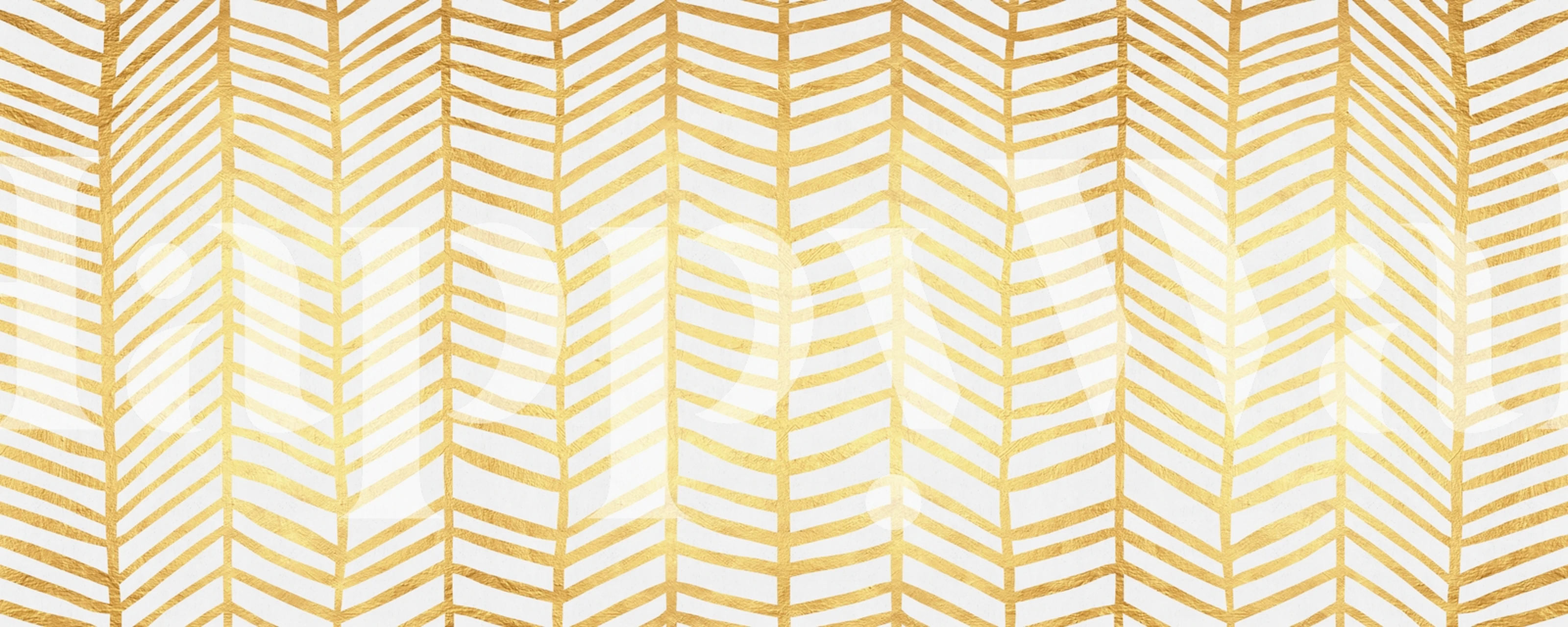 Fotomural Líneas Doradas I con estampado de espigas doradas sobre fondo blanco