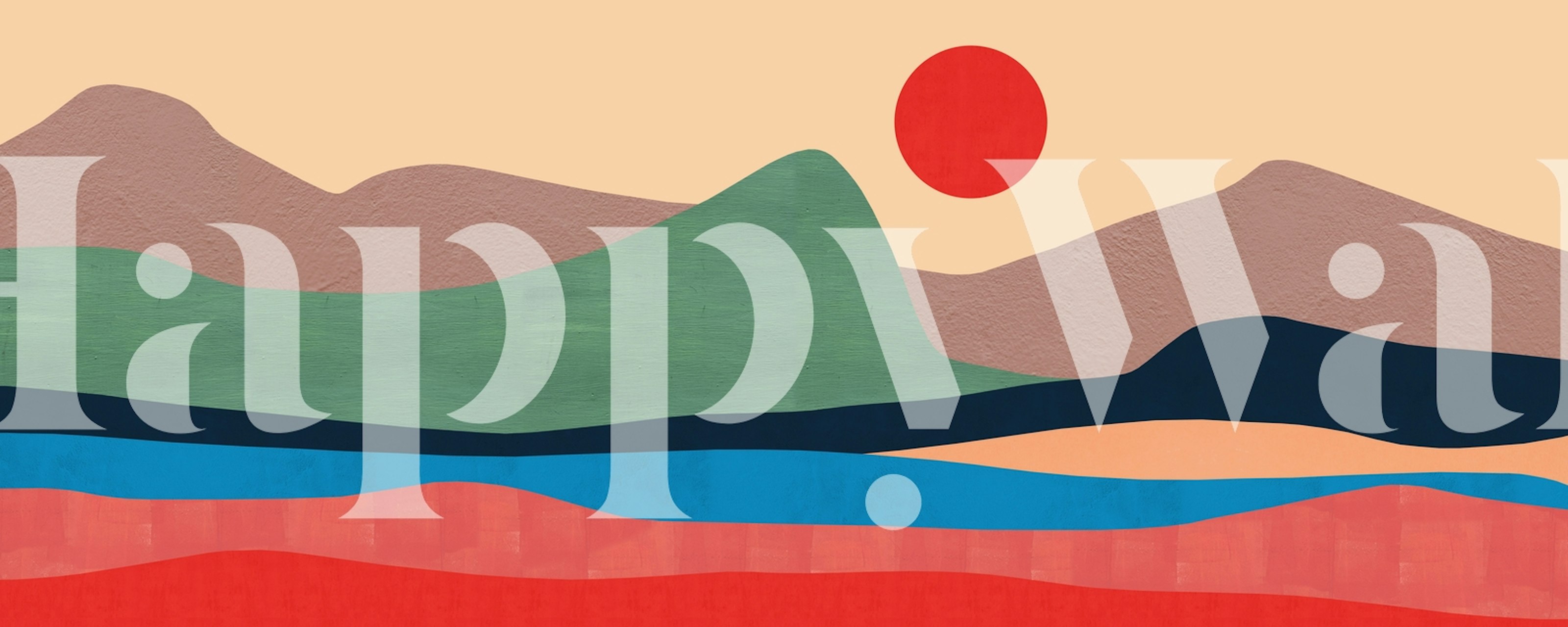 Undulating landscape tapet i ett rum