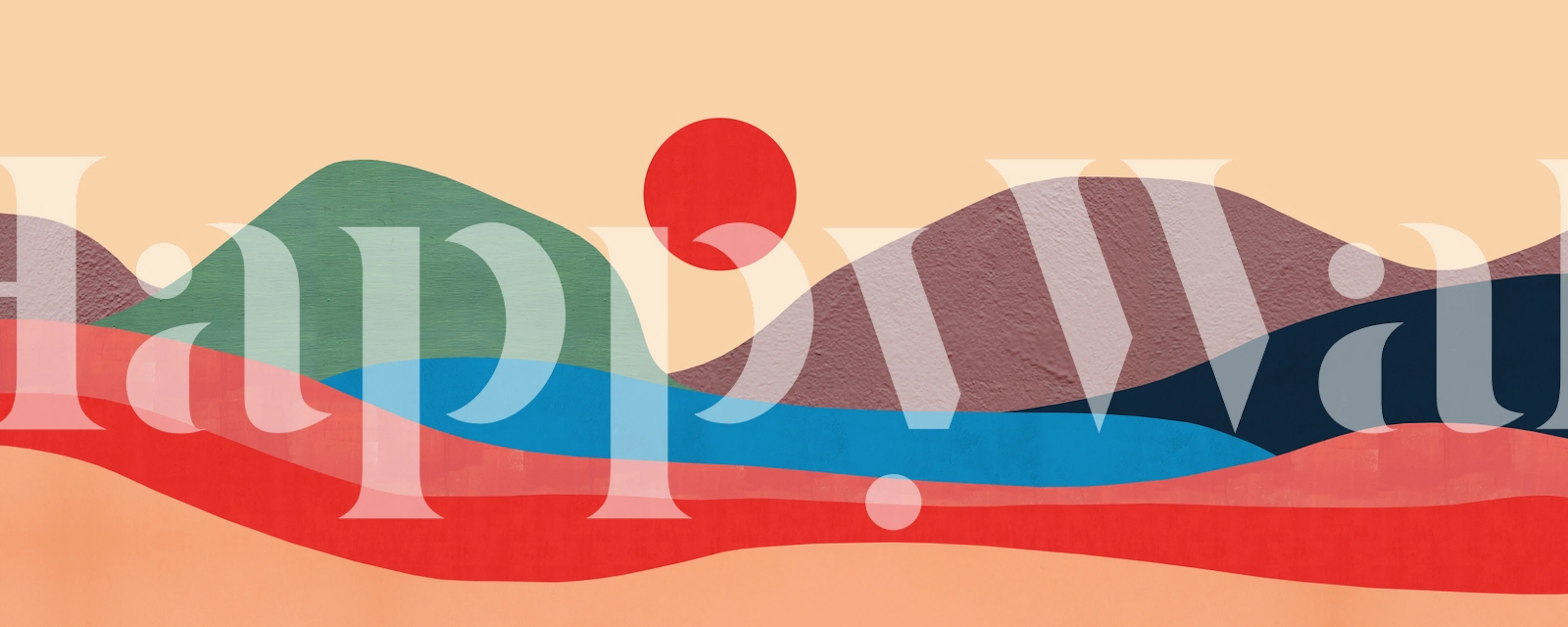 Papier peint paysage coloré et ondulant dans une pièce