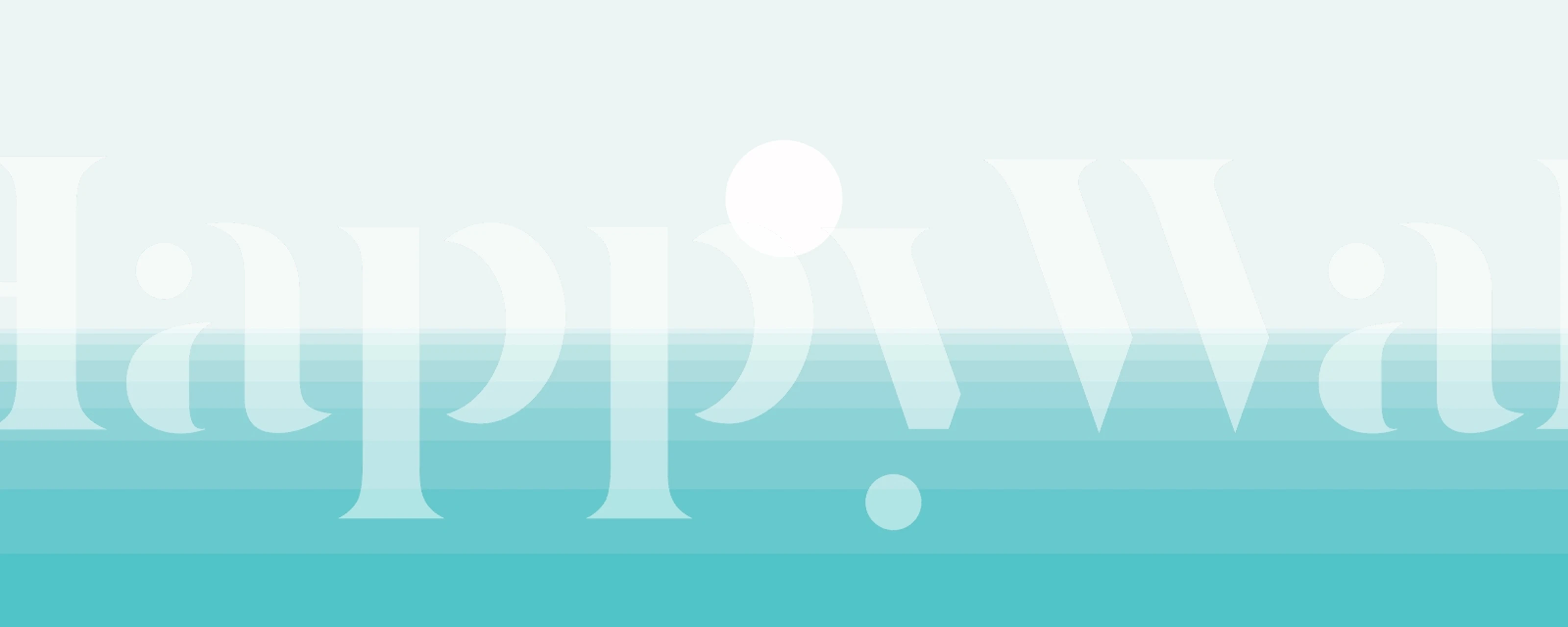 Gradient waves in shades of blue and teal with a white sun wallpaper