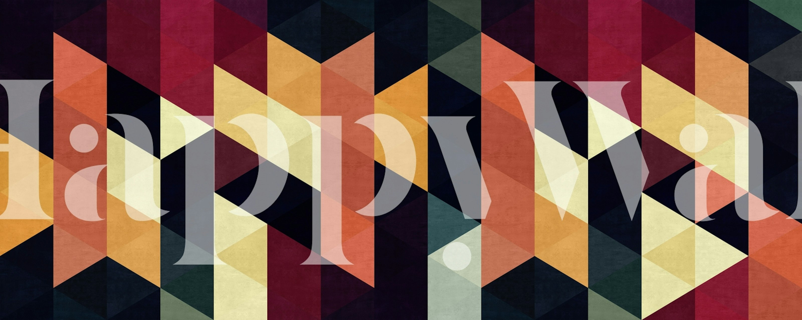 Colored polygons wallpaper in a room