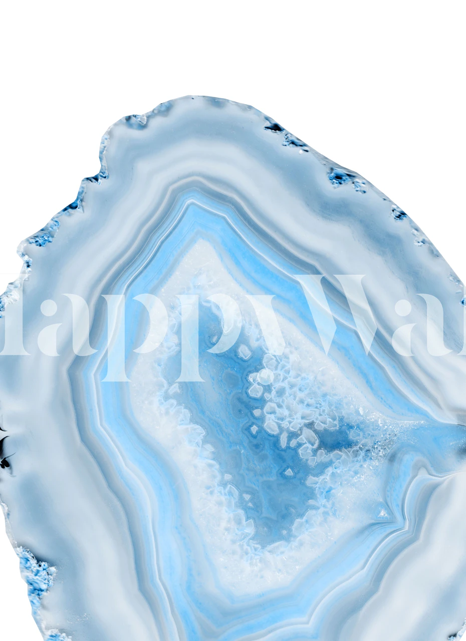 Light blue agate pattern with white details abstract wallpaper
