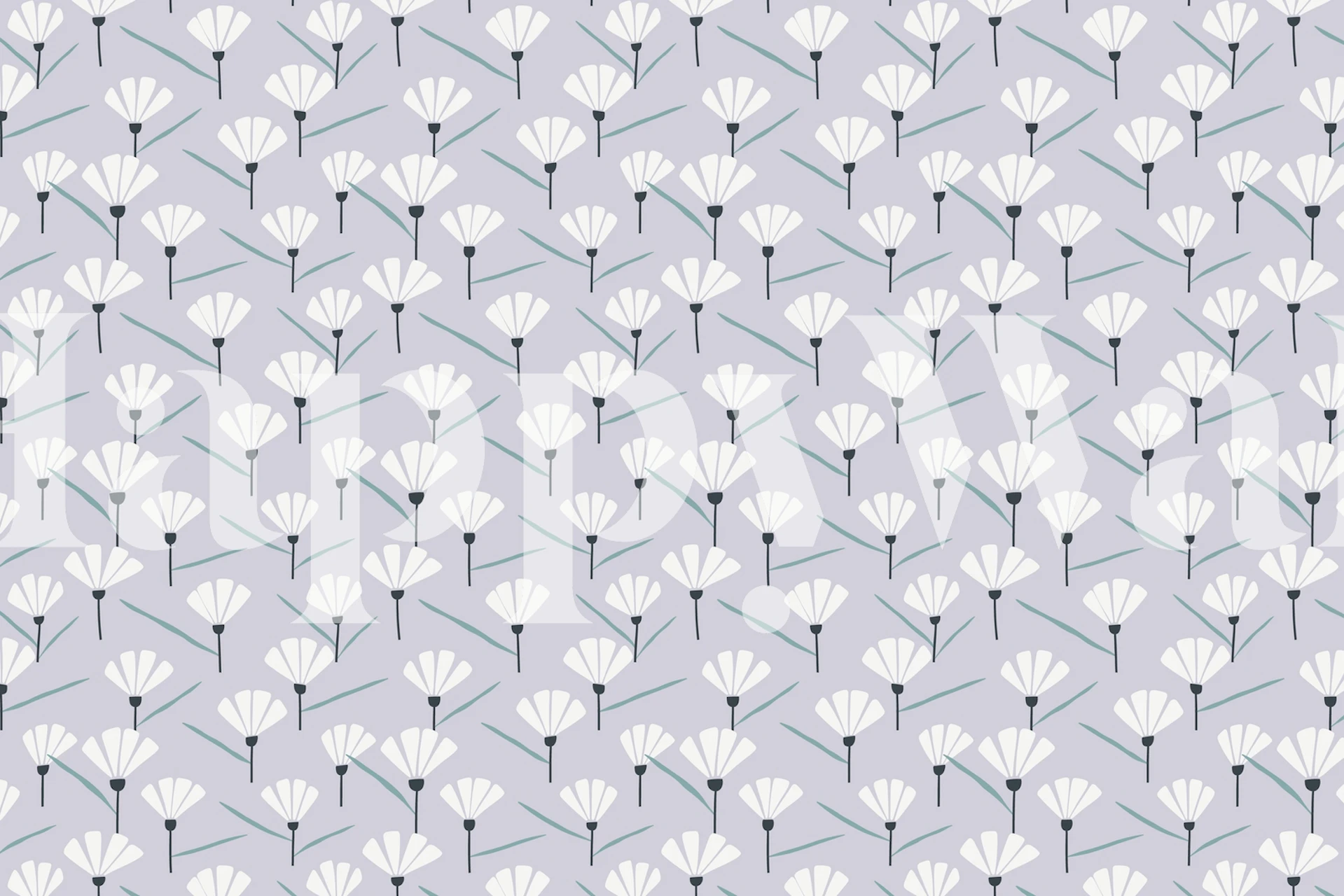 Papel tapiz floral minimalista lila en una habitación