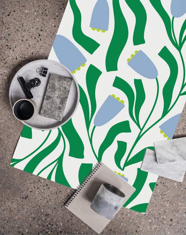 Green and Blue Bold Floral wallpaper roll