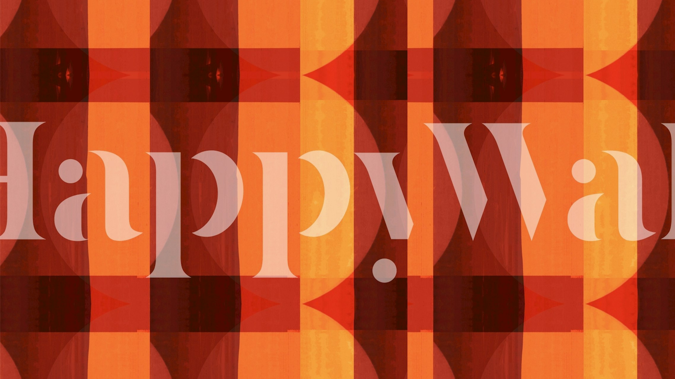 Geometric pattern in orange, red and beige wallpaper