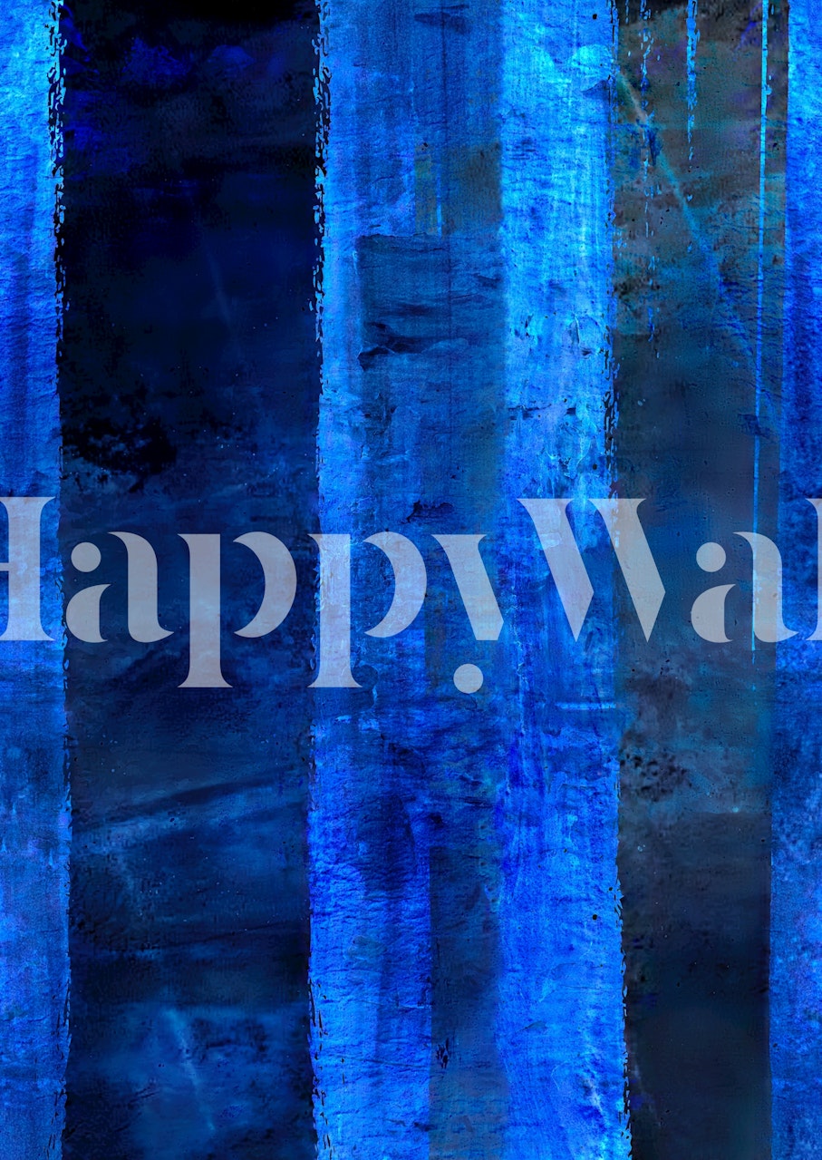 Ethereal indigo blue wall mural with abstract vertical streaks