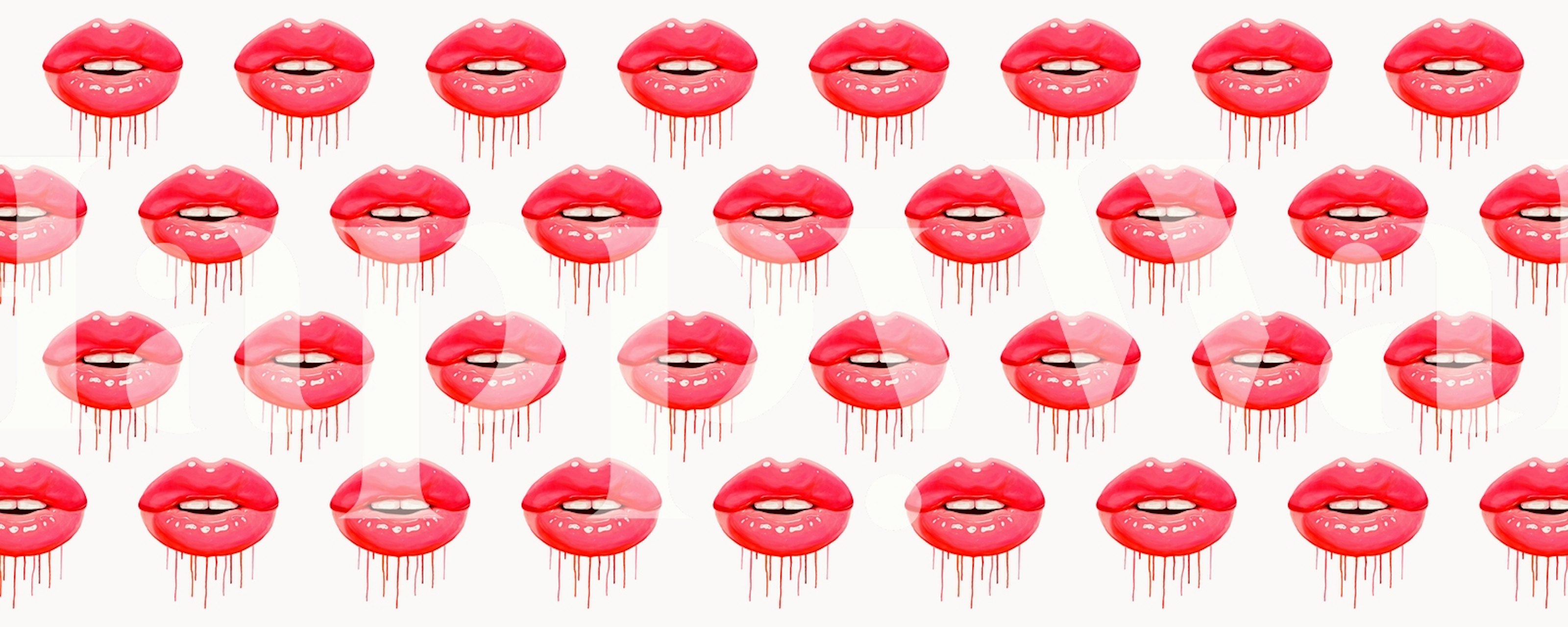 Red lips pattern illustrated on white background wallpaper