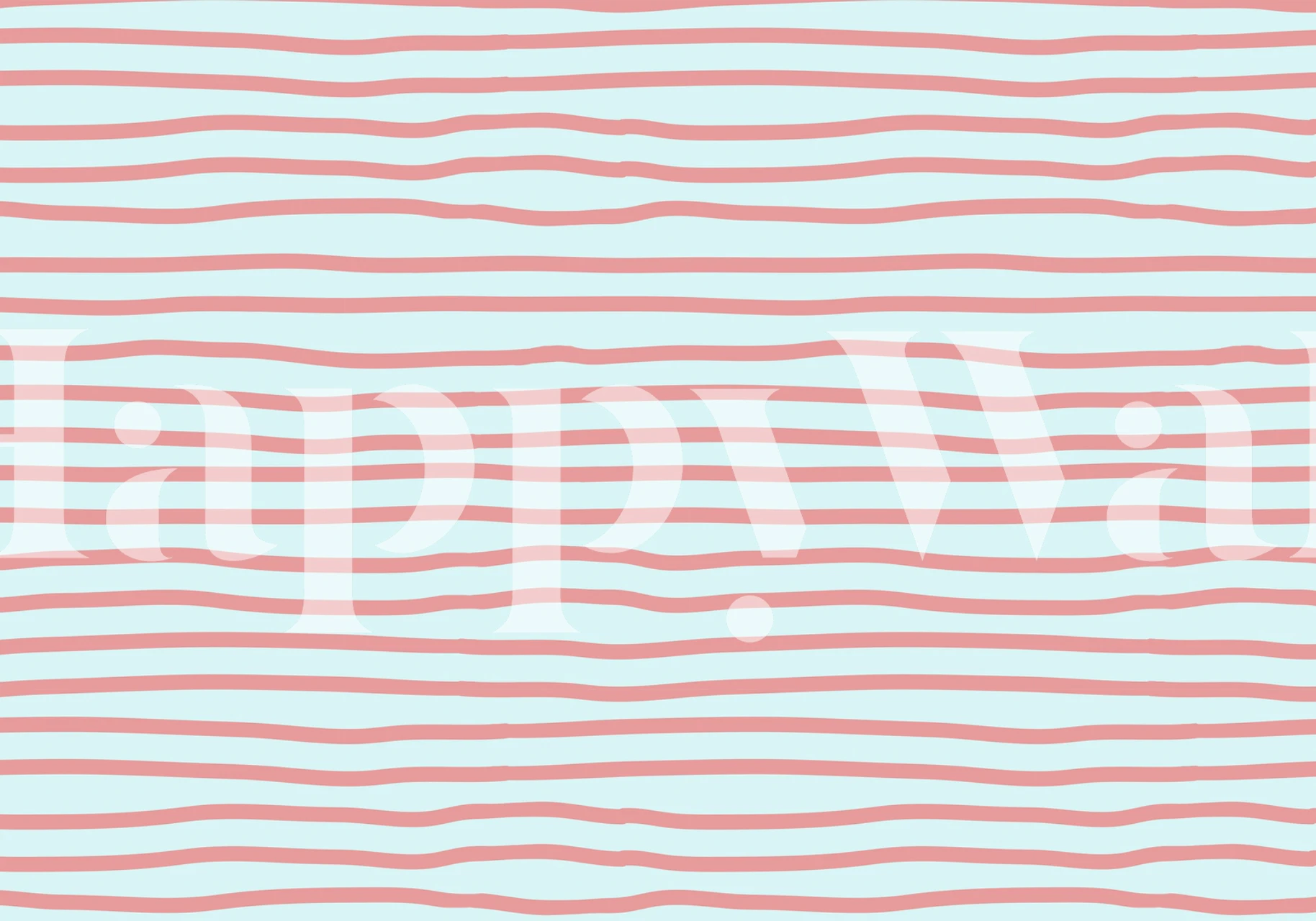 Coral and blue stripes wallpaper in a room