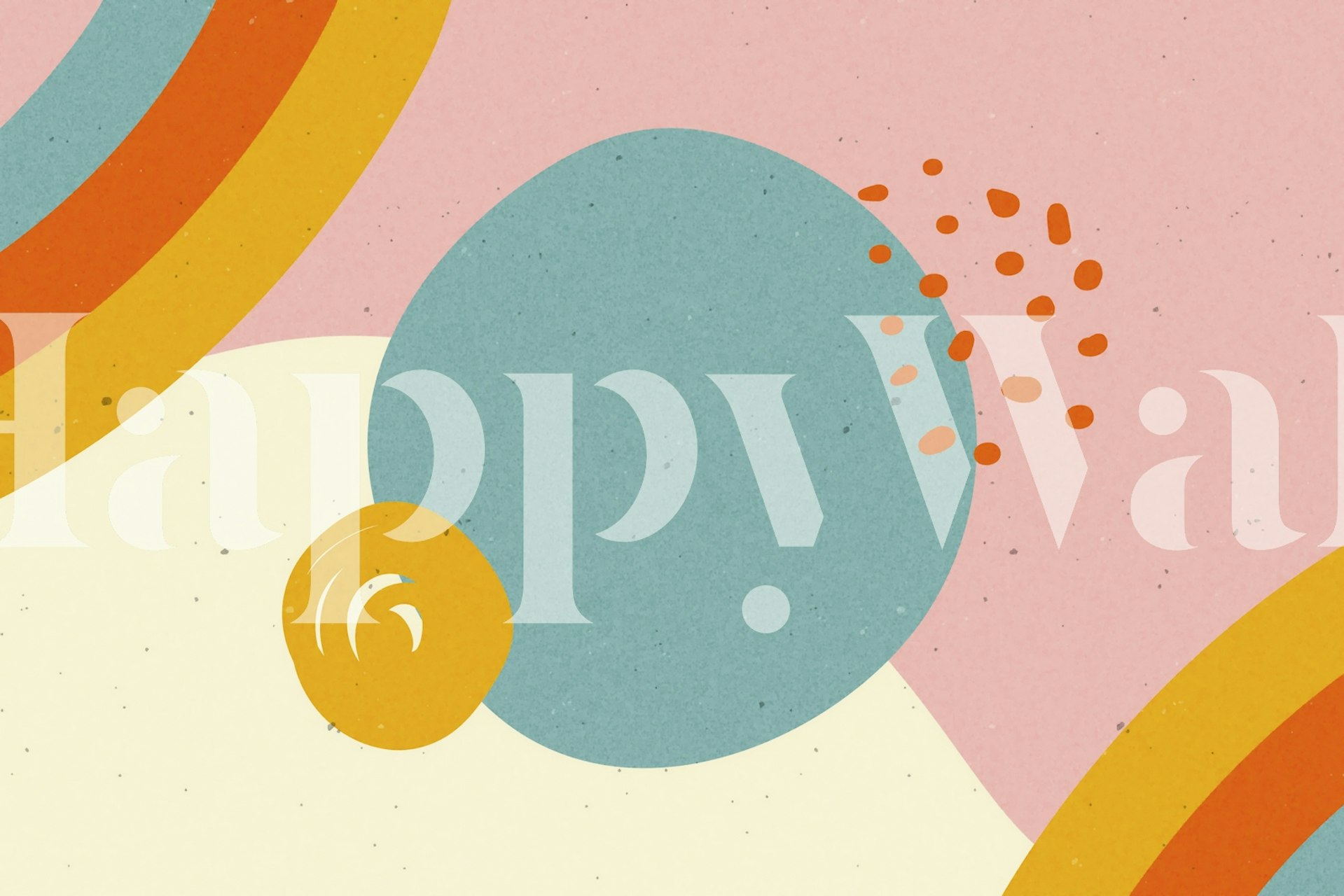 Papel de parede Retro Rainbow Pastel em um quarto