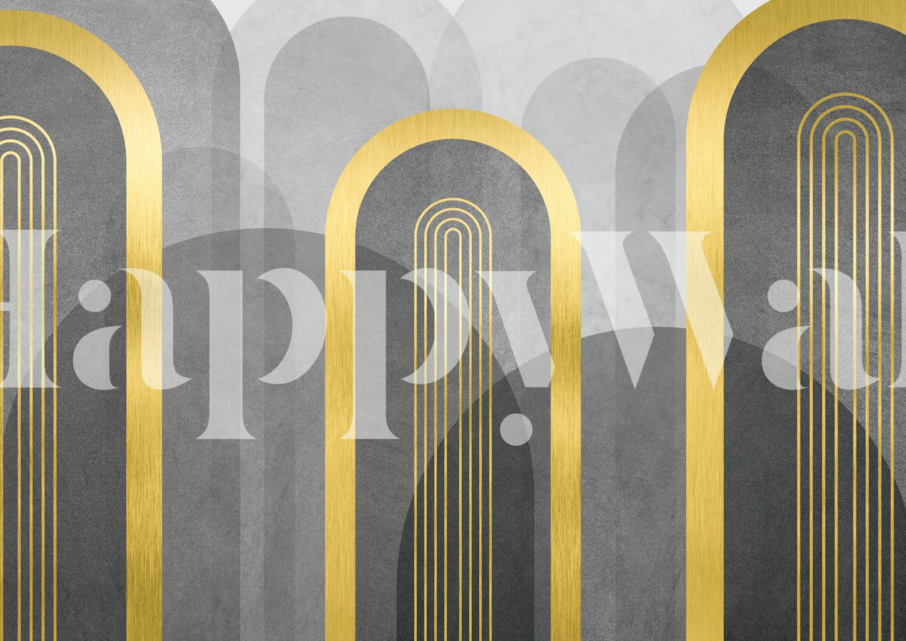 Gold arches and grey curved shapes wall mural