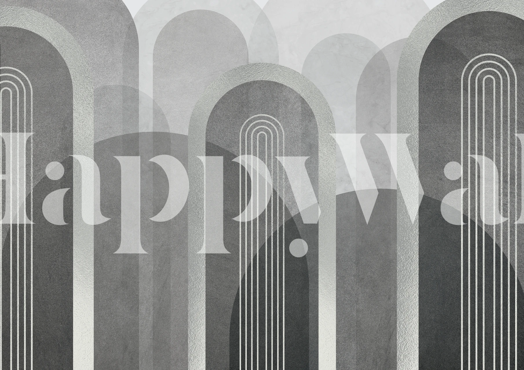 Mid Century Arches Grey Silver tapettimuotoilu