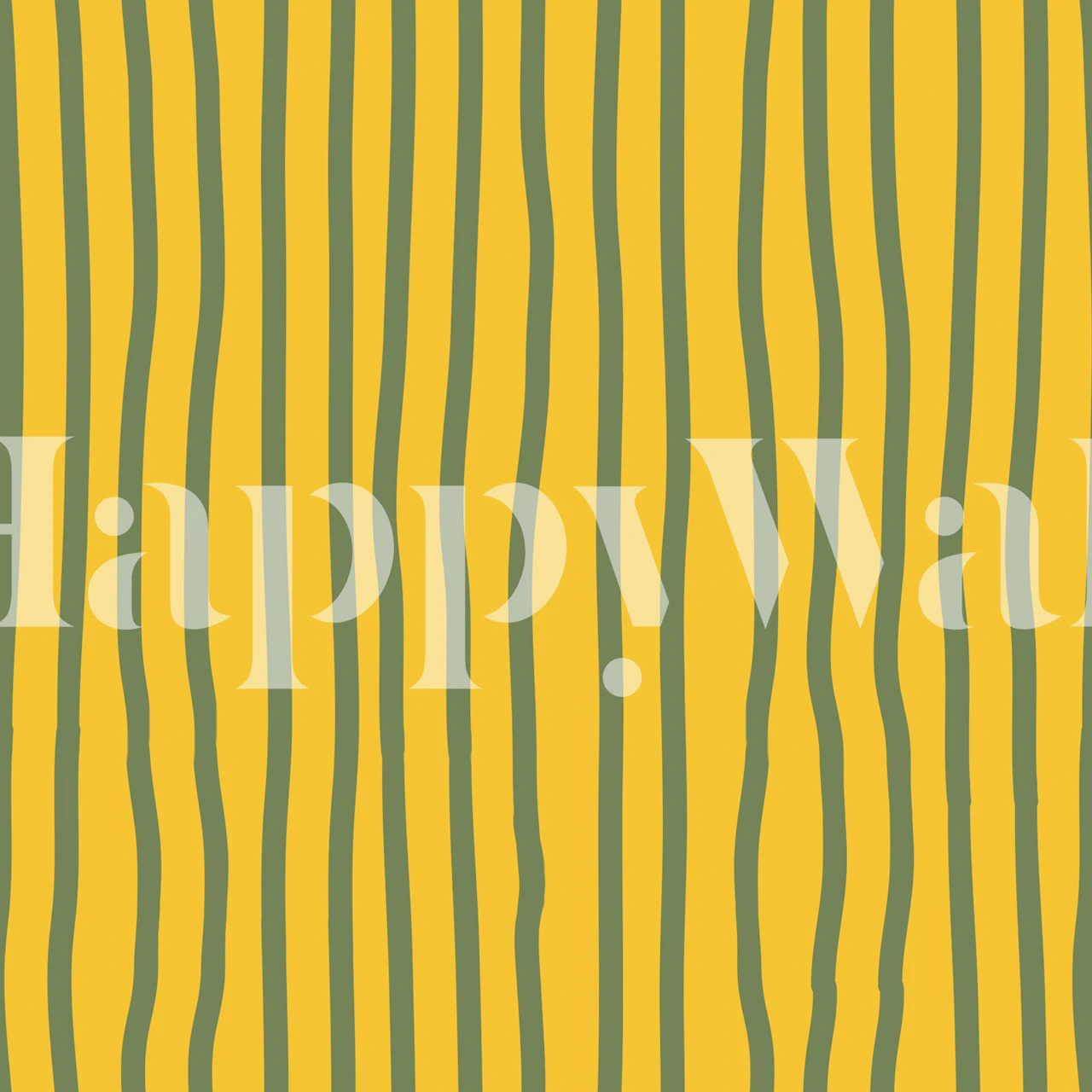 Yellow and green striped wall mural from Happywall