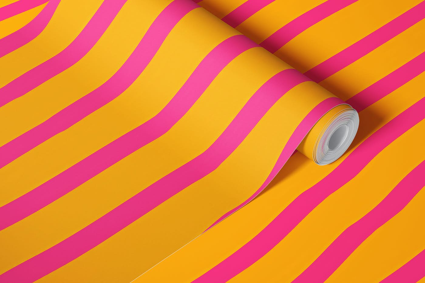 Fancy Stripes Orange Pink wallpaper roll