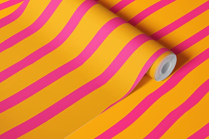 Fancy Stripes Orange Pinkwallpaper roll