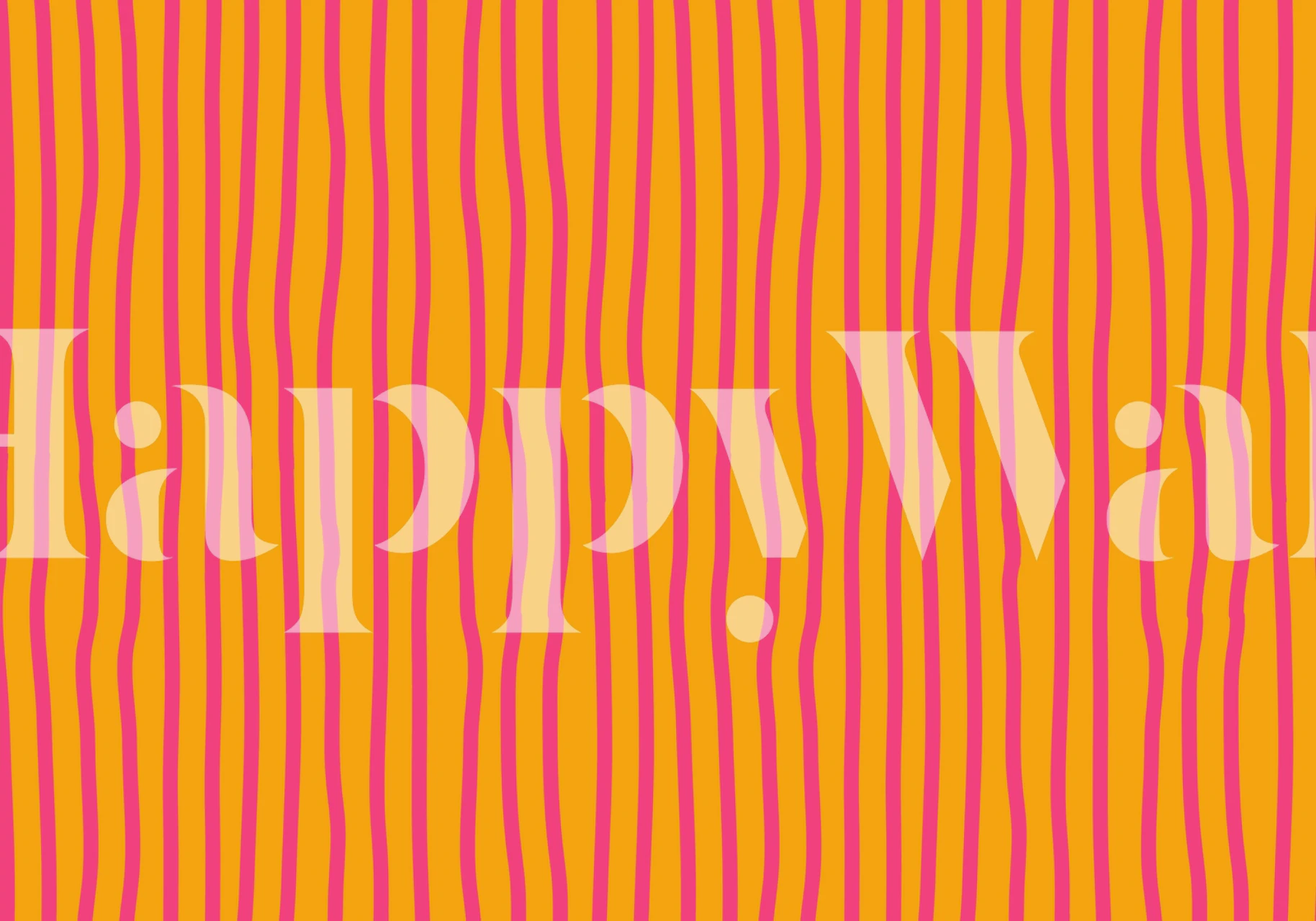 Orange and pink striped wallpaper with wavy lines