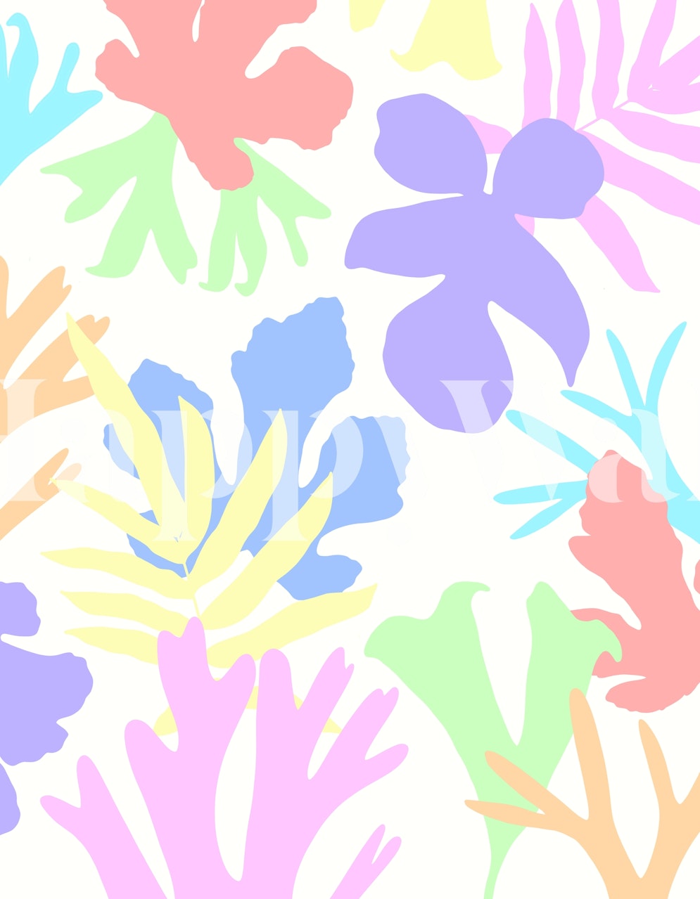 Abstract Botanical Leaves wallpaper in a room