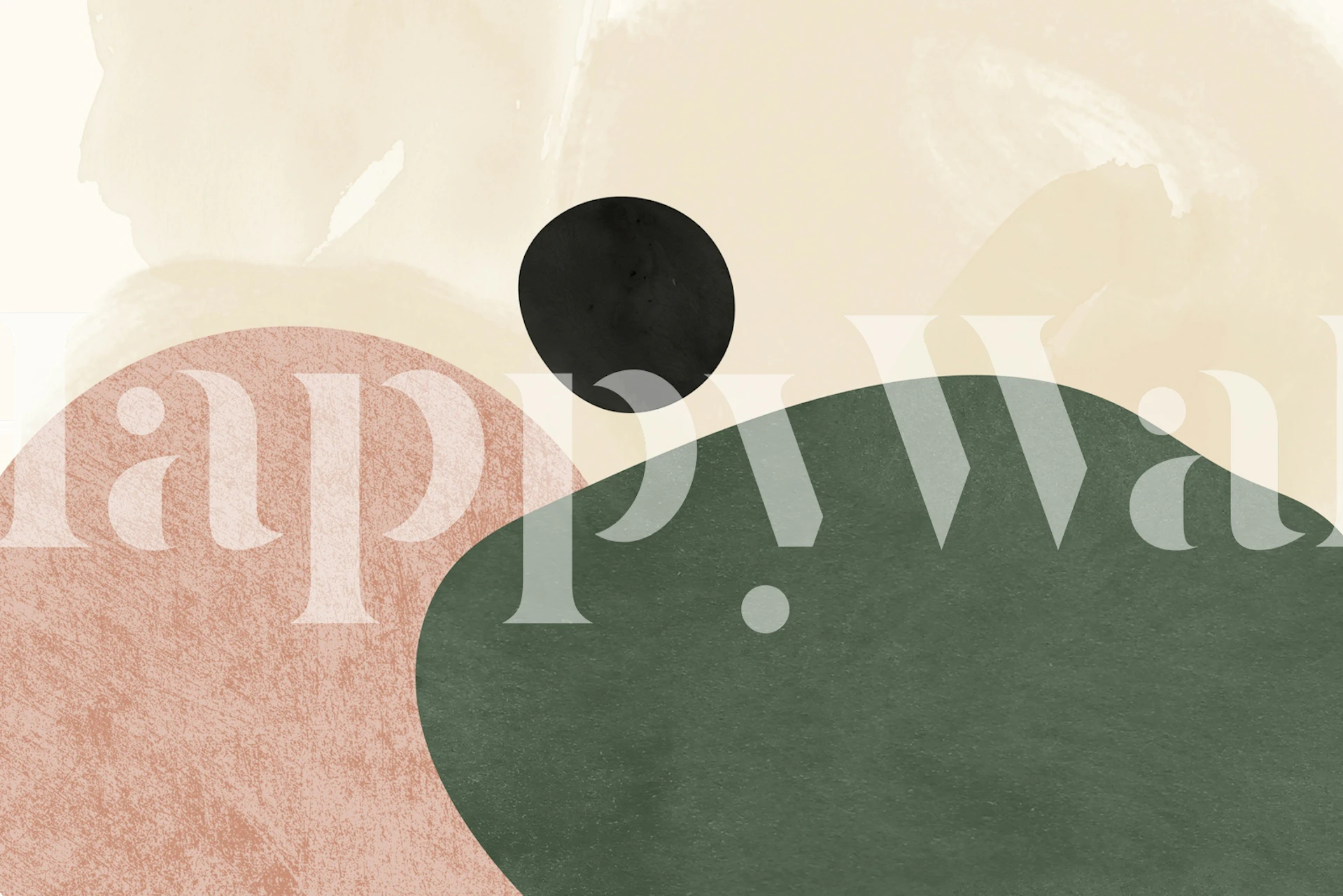 Mid Century Organic Shape Tapete in einem Raum