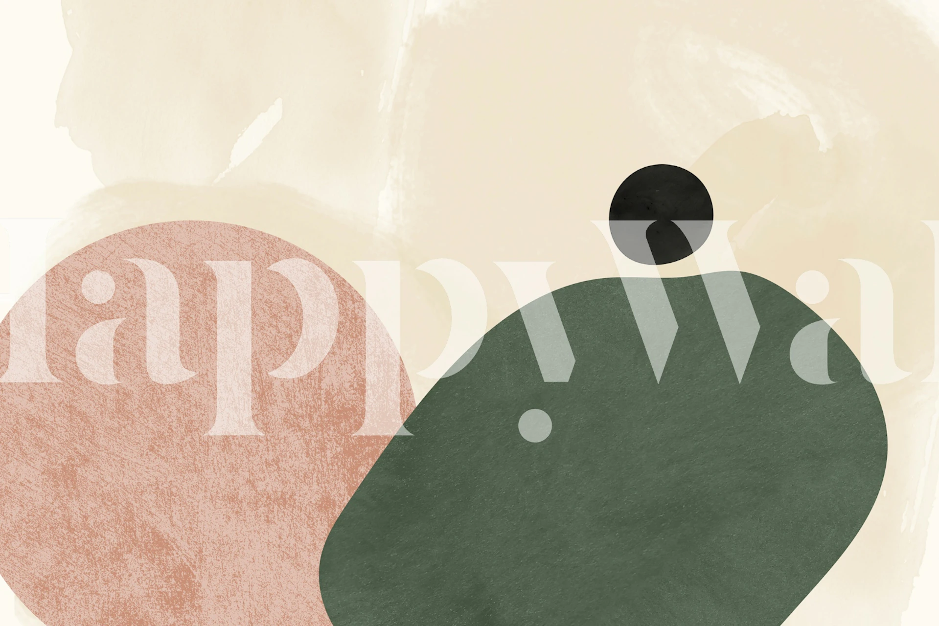 Soft organic shapes in earthy tones of green and pink wallpaper