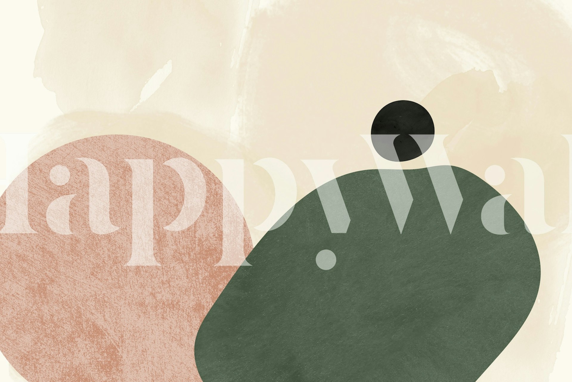 Soft organic shapes in earthy tones of green and pink wallpaper