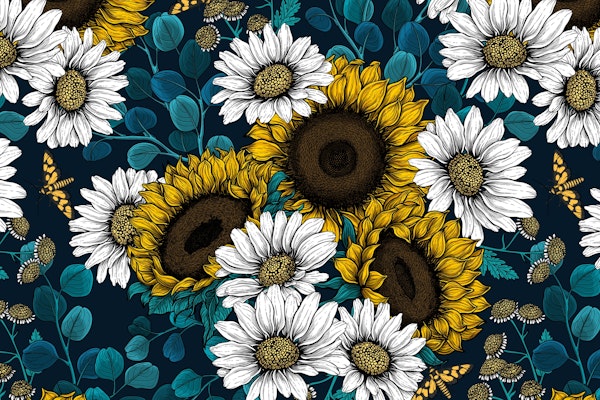 Sunflowers and daisies
